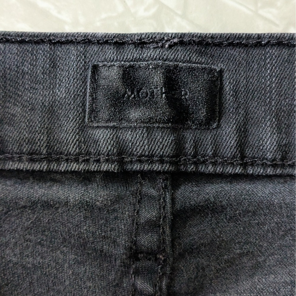 MOTHER Hustler Ankle Fray Jeans Not Guilty Washed Black Flare Size 26 - Picture 4 of 12
